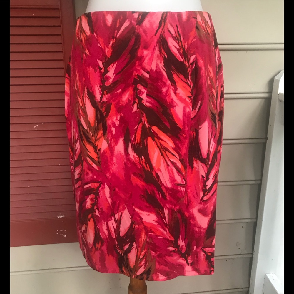 J.Jill Leaf Print Faux Wrap Skirt SP FREE SHIP